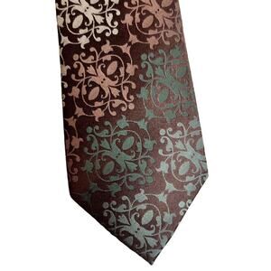 Alfani 100% Silk Paisley Business Tie in Browns and Light Blue